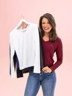 Long Sleeve Essential V Neck Tee By DD Design | S-3XL -Discount Divas Shop af2e00383fc26c96ada5ac05a4fd9f53