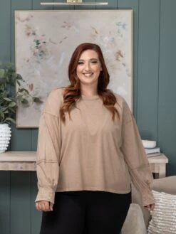 Long Sleeve Cotton Jersey Mineral Wash Top | S-L Easel