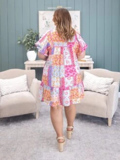 Patchwork Print Short Dress With Puff Sleeves | S-2XL -Discount Divas Shop af573bcdecb89cdad9a3766054f1d278