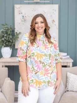 Floral Print Ruffled Neckline Puff Sleeve Top | S-XL -Discount Divas Shop afefdfb8bee1e19dae2559bd95f4a3e4