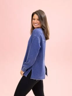 Lived In Long Sleeve V Neck Back Split Pullover By DD Design | S-3XL -Discount Divas Shop b015495648c43fa08d650d371ce80c63