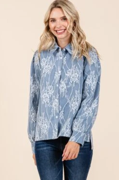 Mesh Floral Embroidered Blouse | S - 3XL GeeGee