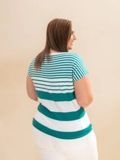 STACCATO Short Sleeve Wide Crew Neck Engineering Striped Sweater | S-XL -Discount Divas Shop b0c3151f08bd63efbe3fd9b3817c3fd3