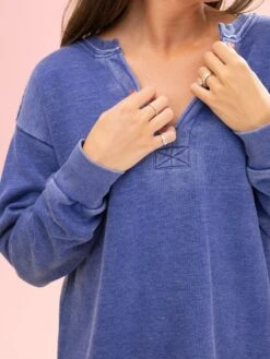 Lived In Long Sleeve V Neck Back Split Pullover By DD Design | S-3XL -Discount Divas Shop b1e4c27ef66071339b652e46bc42f709