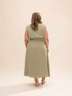 Solid Woven Cap Sleeve Button Down Midi Dress | S-3XL -Discount Divas Shop b2315f17da8d0eeee12c34793394ea74