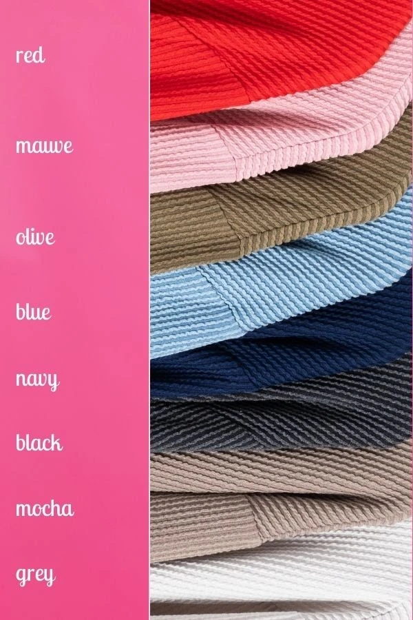 Andree Raised Rib Round Neck 3/4 Sleeve W/ Pocket | S - 3X 2 Andree Raised Rib Round Neck 3/4 Sleeve W/ Pocket | S - 3X - Image 2