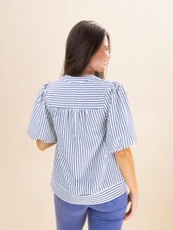 Bubble Sleeve Striped Woven Top | S-L -Discount Divas Shop b3a0ac44fcf759f92b9603a46133c714