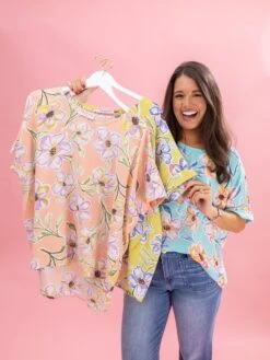 Floral Airflow Short Sleeve W/ Band Round Neck Top By DD Design | S-3XL -Discount Divas Shop b3e328d7770cd8c0acd0ff88239596ff