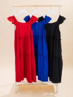 Smocked Ruffle Tiered Babydoll Midi Dress | S-3XL