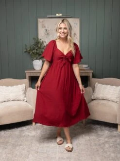 Bow Front Flared Short Sleeve Maxi Dress | S - XL -Discount Divas Shop b4b80faad66ea02b4bcfb8ff6390effc