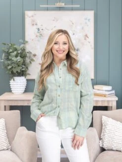 Plaid Print Long Sleeve Button Down Shirt | S-L