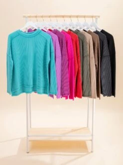 Zenana Raised Rib Exposed Seams Boat Neck Long Sleeve Top -Discount Divas Shop b5d2978739fdfe2cb2ce75a7e607410e