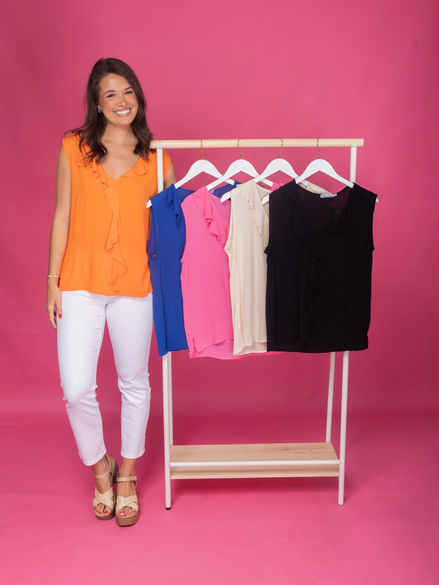 Sleeveless V Neck Ruffled Top | S - 3XL 1 Sleeveless V Neck Ruffled Top | S - 3XL