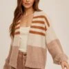 Stripe Detail Open Front Knit Cardigan | S - L Hem & Thread