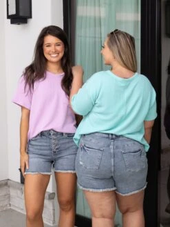 Judy Blue High Waist Button Fly Frayed Hem Shorts | S - 3XL