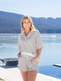 Striped Elastic Waistband Shorts | S-L Pair W/ Sku59706