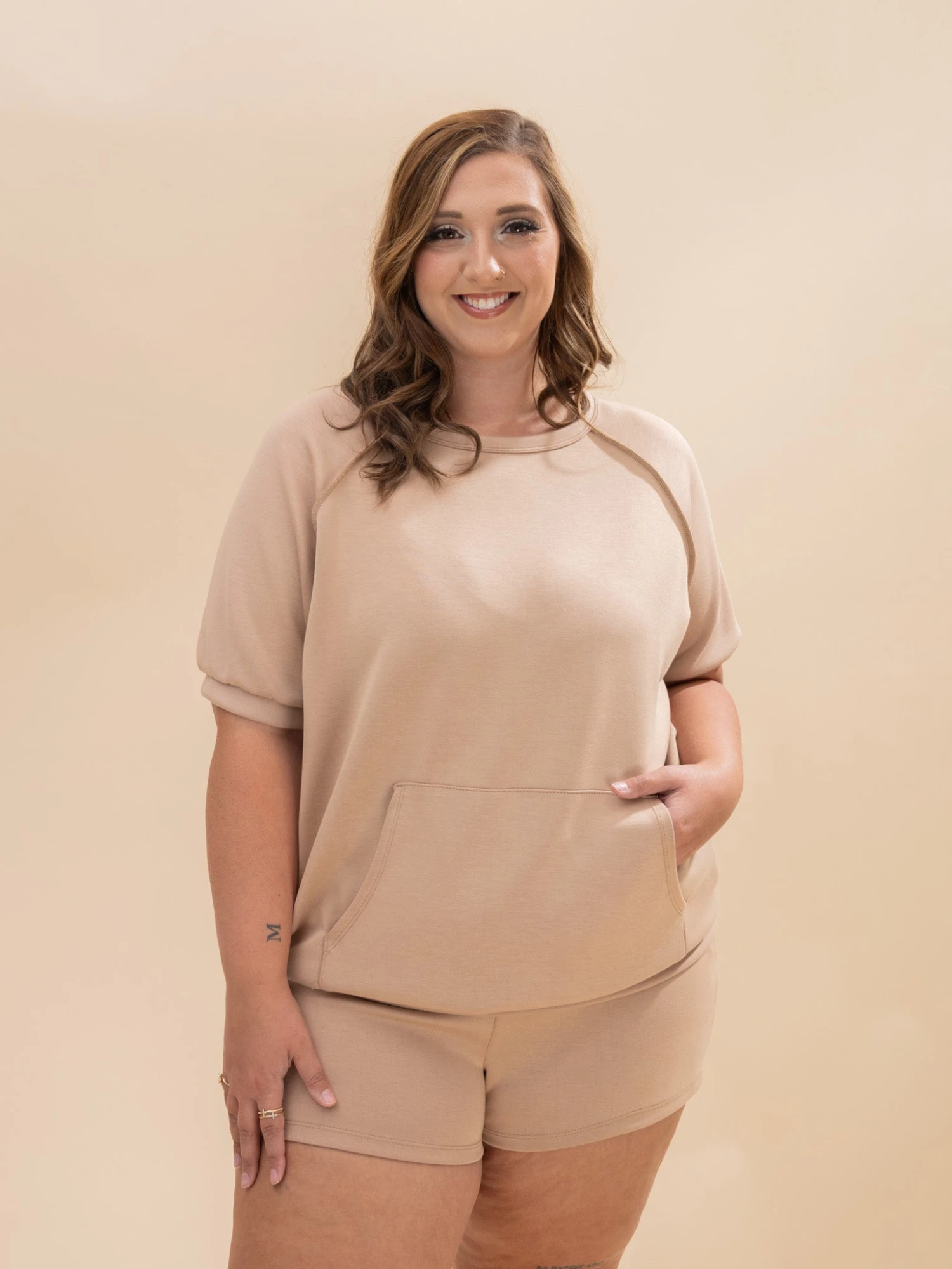 Solid Modal Scuba Banded Short Sleeve Top | S-3XL Pair W/ Sku62403 5 Solid Modal Scuba Banded Short Sleeve Top | S-3XL Pair W/ Sku62403 - Image 5