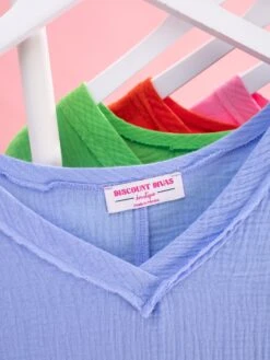 Gauze V-Neck Short Sleeve Top By DD Design | S-3XL -Discount Divas Shop b913241e2f444426fb2de9fa0b7a43a8