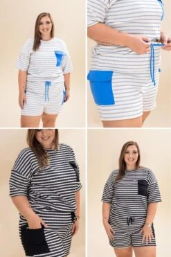 Jacquard Stripe Casual Shorts | S-3XL Pair W/ Sku61964