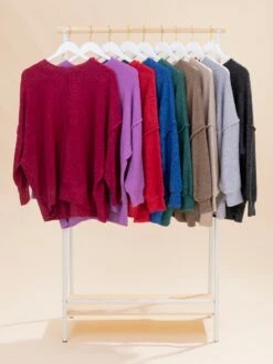 Zenana Luxe Hacci Oversized Exposed Seam Drop Shoulder Sweater | S/M - 3X -Discount Divas Shop b9550e30c103b4c2551e88c013f3c126