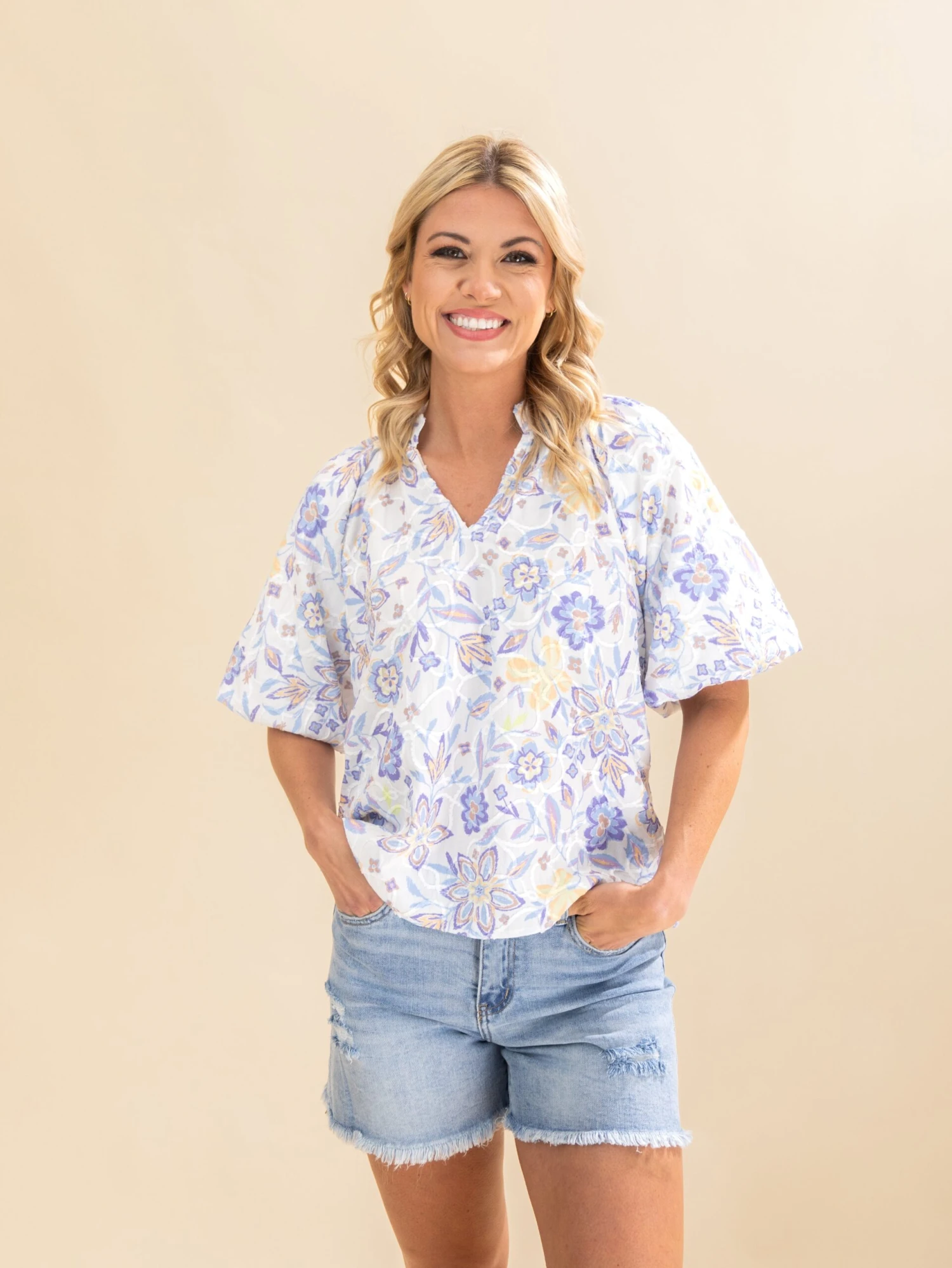 Short Sleeve V Neck Printed Top | S-L 2 Short Sleeve V Neck Printed Top | S-L - Image 2