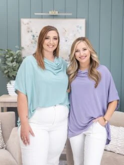 Dolman Sleeve Draped Neck Top | S-L