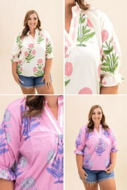 Floral Poplin Puff Sleeve Blouse | S-2XL