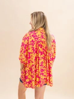 Peach Blossom Print Oversized Button Down Shirt | S-L -Discount Divas Shop b9f2994879de0ab358051f58cb2eeb74