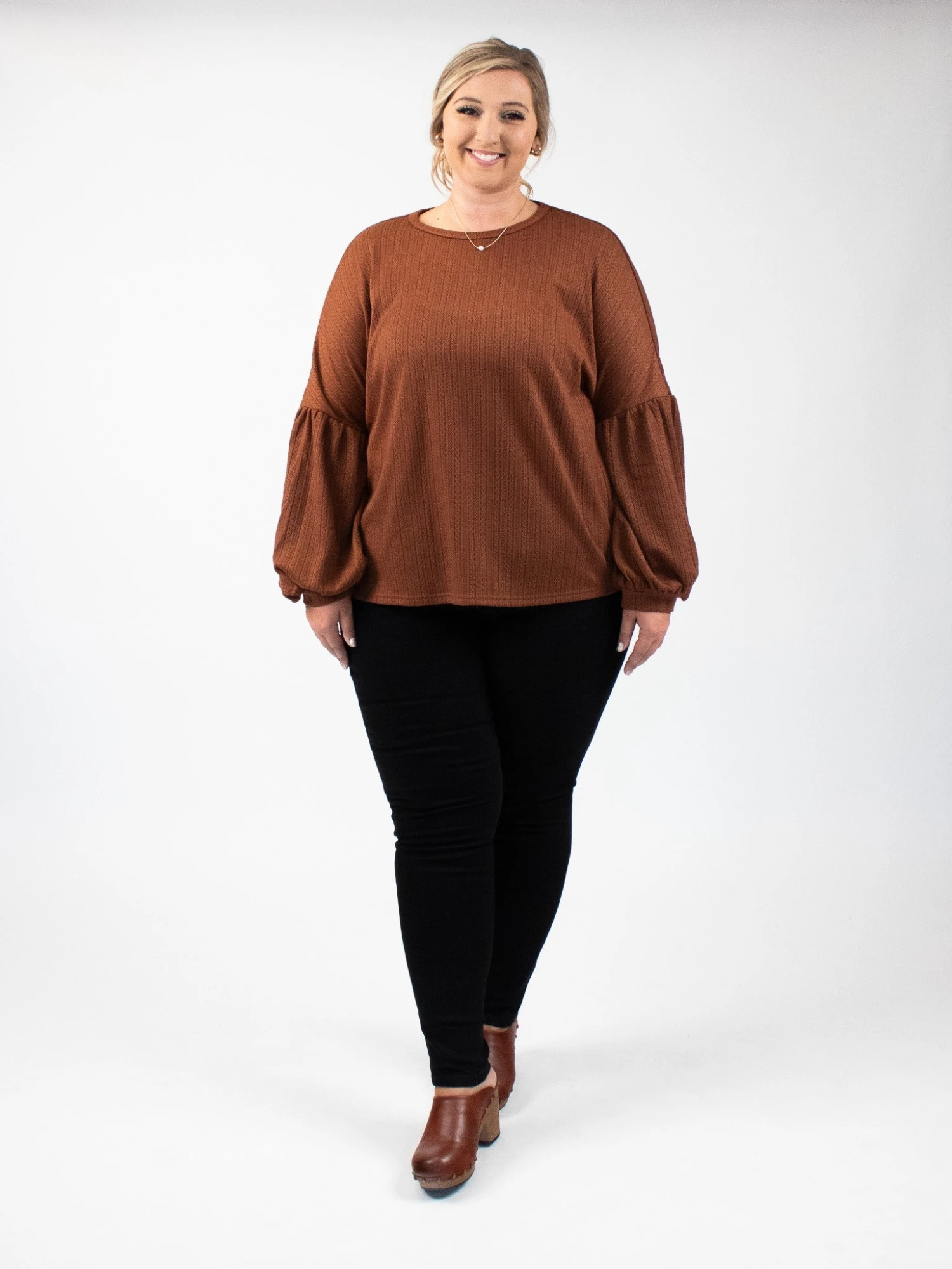 Knit Jacquard Puff SleeveTop | S - XL 2 Knit Jacquard Puff SleeveTop | S - XL - Image 2