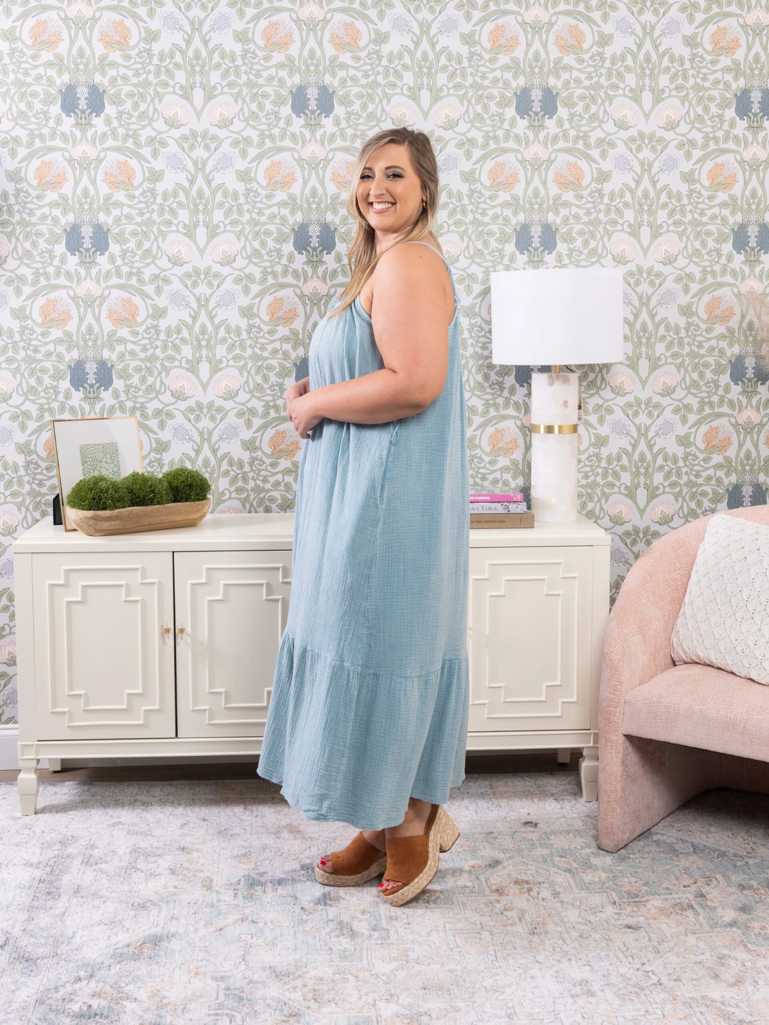 Mineral Washed Round Neck Gauze Midi Dress | S - 3XL 5 Mineral Washed Round Neck Gauze Midi Dress | S - 3XL - Image 5