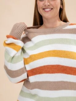 Stripe Drop Shoulder Crew Neck Sweater | S-XL Thanksgiving 8 Stripe Drop Shoulder Crew Neck Sweater | S-XL Thanksgiving -Discount Divas Shop bb04799d4c74a1e750befd65768082a5