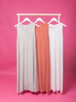 Raised Rib Sleeveless Maxi Dress | S-3XL