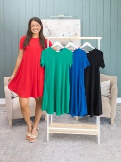 Zenana Spring Fling Short Sleeve Round Hem A-Line Dress | S - XL