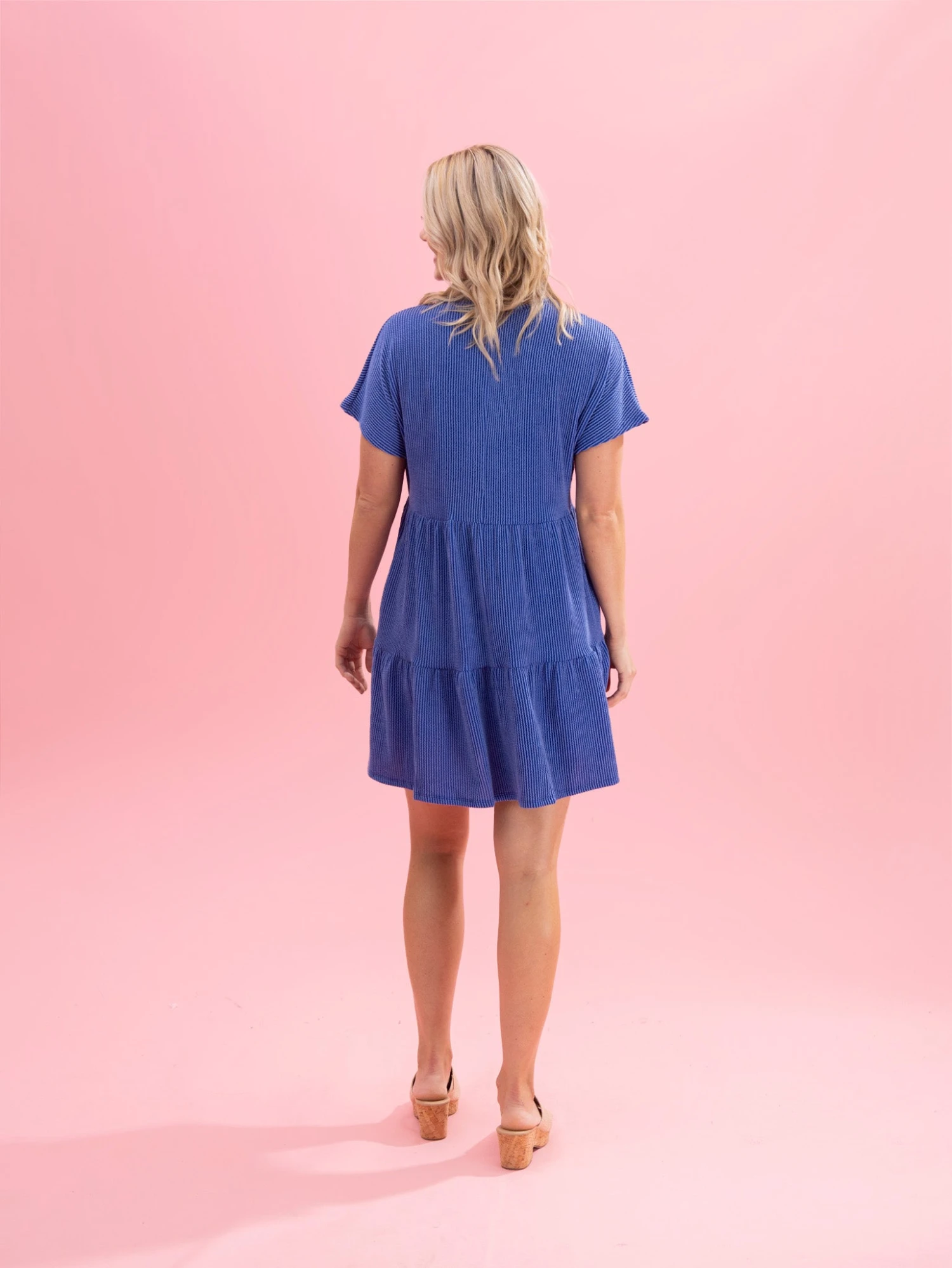 Raised Rib Tiered V Neck Dress By DD Design | S-3XL 4 Raised Rib Tiered V Neck Dress By DD Design | S-3XL - Image 4