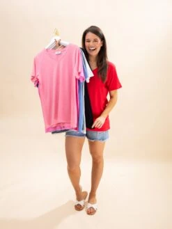 Zenana Cotton Short Sleeve V Neck Tee | S-3X -Discount Divas Shop be426d4c82af571f2b192c7eb05ac32d