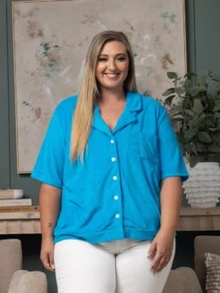 Loop Terry Button Shirt | S-3XL Set W/ Sku52543 -Discount Divas Shop be71728a62f7b51ef9424527b4dd7537