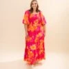 Floral Print Puff Sleeve Maxi Dress | S-3XL