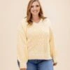 Mixed Cable Knit V Neck Varsity Sweater Top | S-3XL