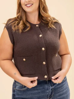 Gold Button Sleeveless Pocket Detail Knit Vest | S-L -Discount Divas Shop c0322a62d293d48513ef83e397f150ab