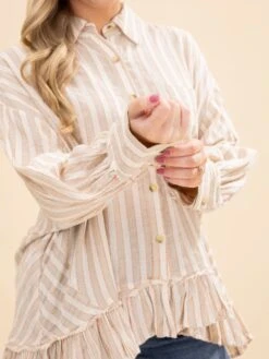 3/4 Sleeve Striped Linen Shirt | S-L -Discount Divas Shop c1095441ae5263bb6dff4dc4c5cf0acf