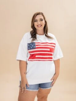 French Terry Short Sleeve Pullover With Flag Patch | S-3XL Americana -Discount Divas Shop c244d830b5d6e9d6104c9e39d631ae0a