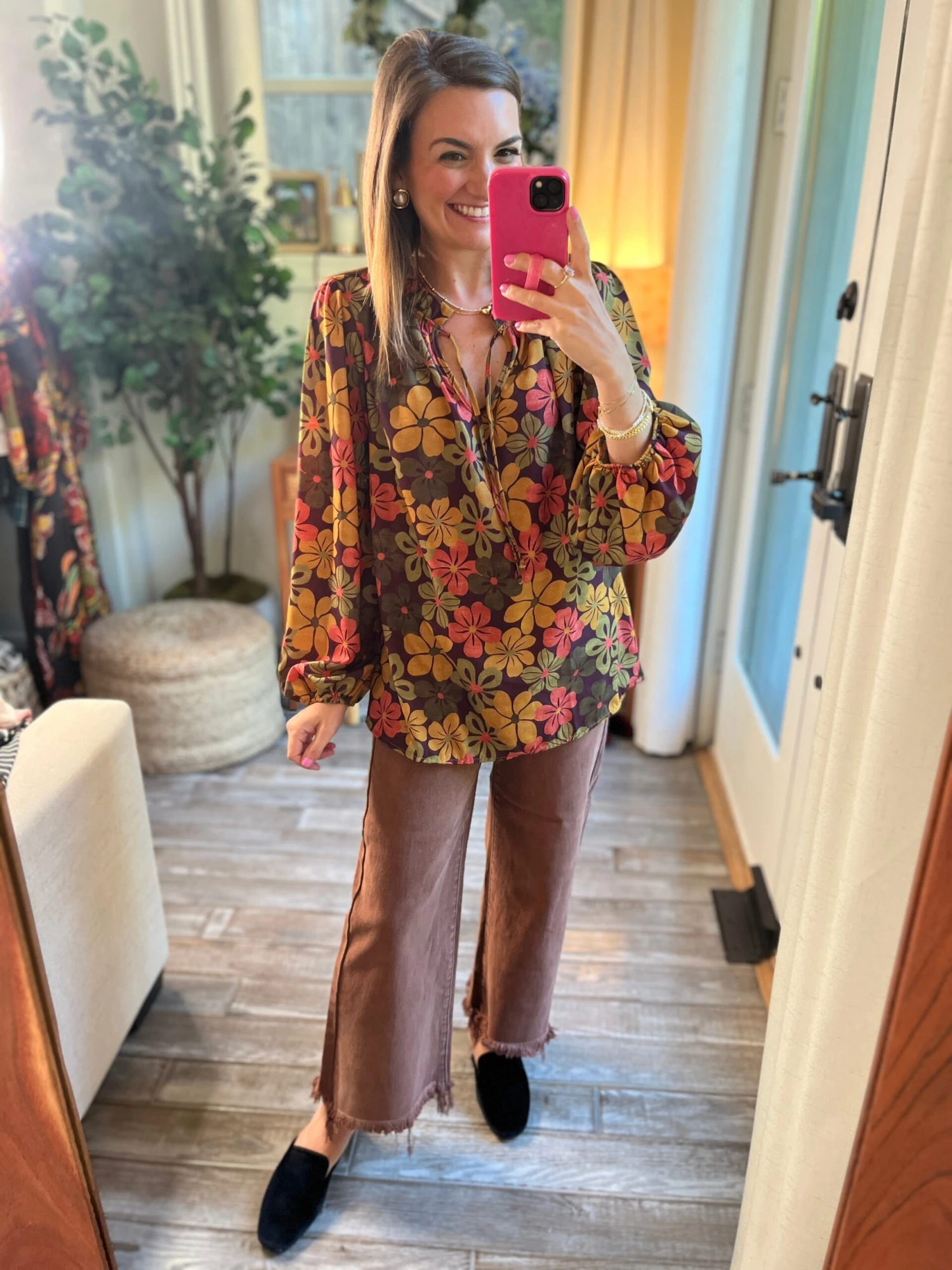 Amalia Floral Print Tie Neck Top | S - XL 4 Amalia Floral Print Tie Neck Top | S - XL - Image 4