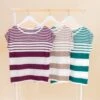 STACCATO Short Sleeve Wide Crew Neck Engineering Striped Sweater | S-XL