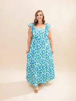 Floral Print Square Neck Maxi Dress | S-XL