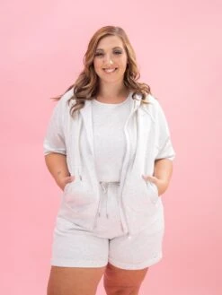 Luxe Scuba Short Sleeve Zip Up Hoodie By DD Design | S - 3XL -Discount Divas Shop c3847866d0f9c8b3aaaac7448a98c359