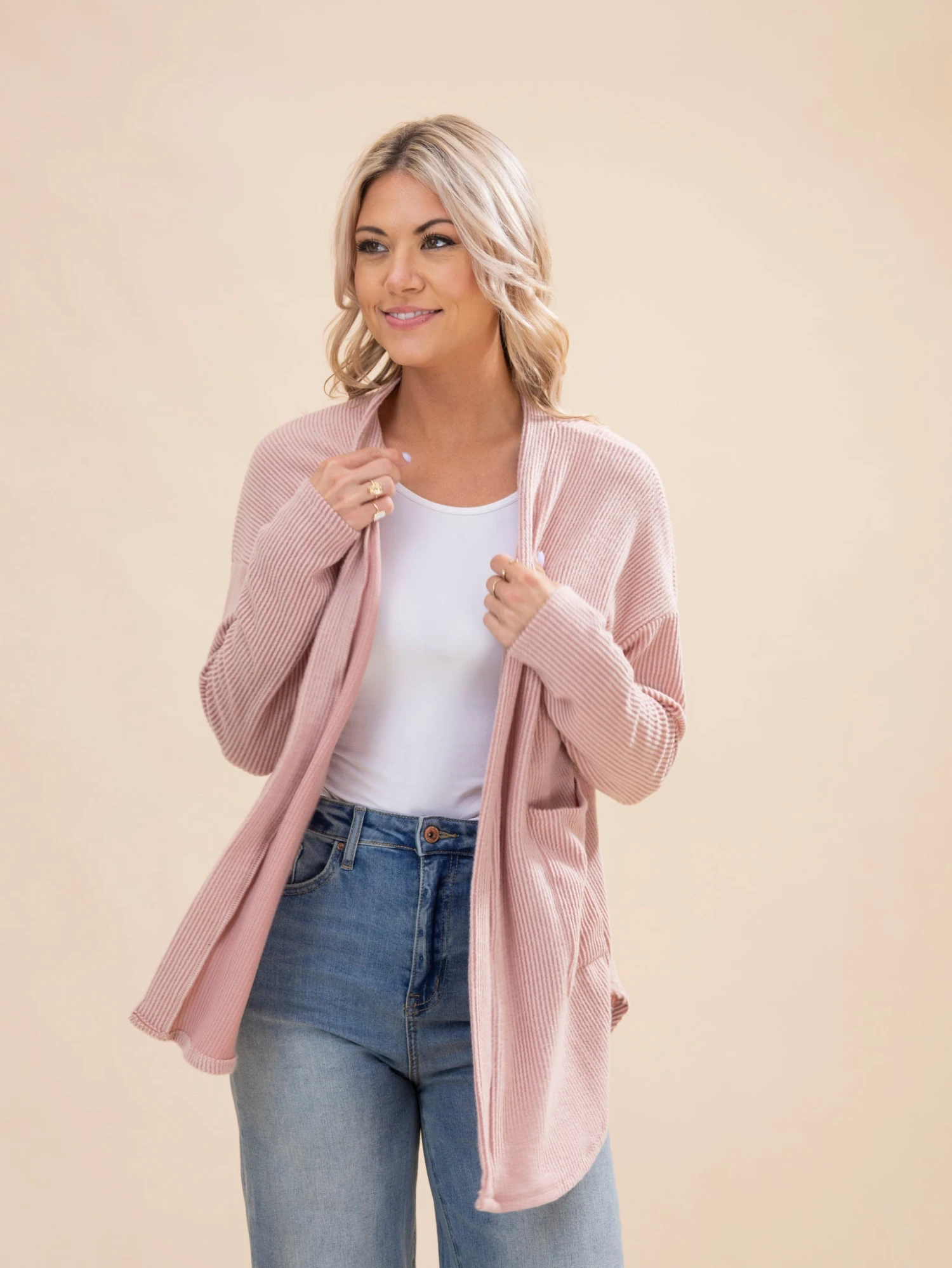 Raised Rib Solid Long Sleeve Open Cardigan | S-3XL 4 Raised Rib Solid Long Sleeve Open Cardigan | S-3XL - Image 4