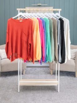 Easel Round Neck Raw Hem Sweater W/ Chest Pocket | S - 3X -Discount Divas Shop c46d6fe28e41295390f395ca530ac5bf