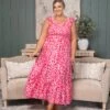 Leopard Ruffle Straps Smocked High Waist Maxi Dress | S - XL