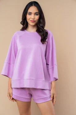 Three Quarter Sleeve Solid Top | S-3X Pair W/sku58941 White Birch