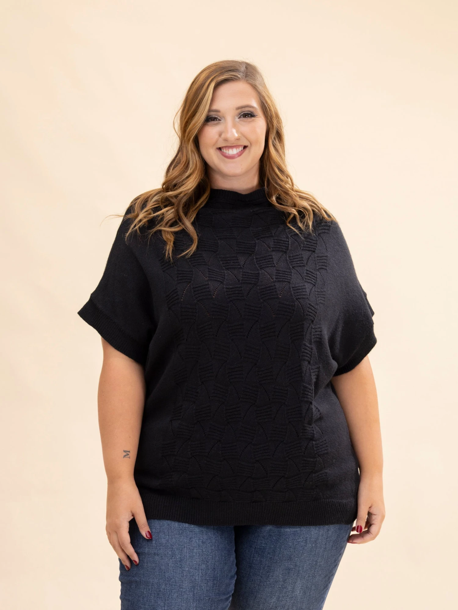 STACCATO Mock Neck Extended Short Sleeve Sweater | S-XL 7 STACCATO Mock Neck Extended Short Sleeve Sweater | S-XL - Image 7